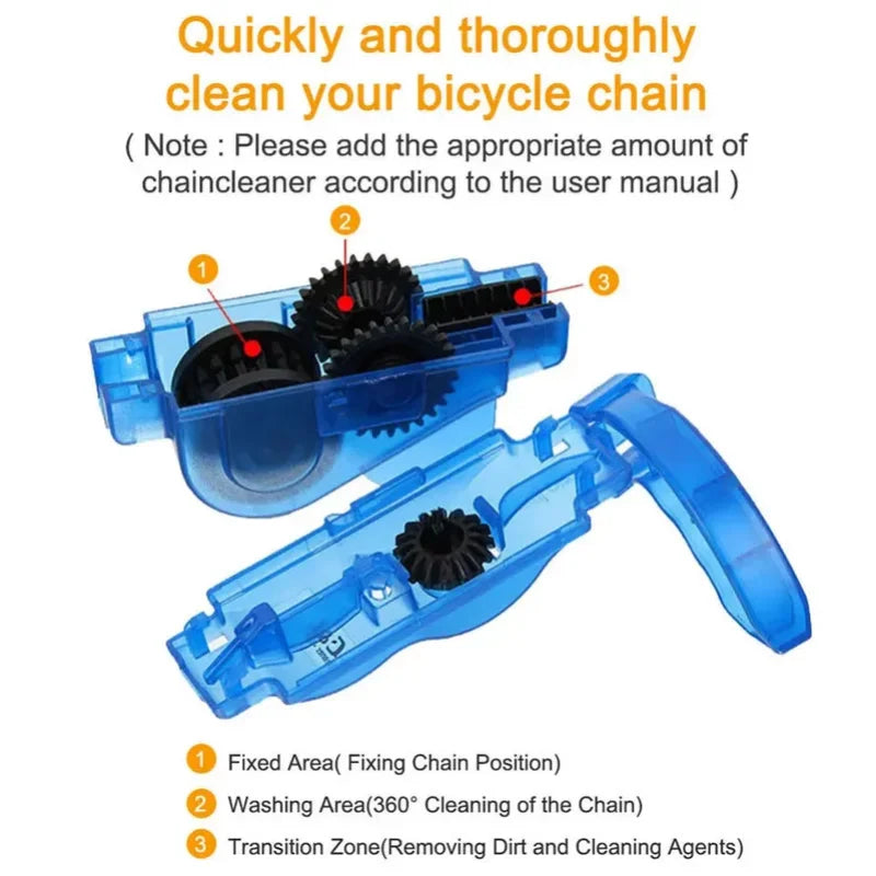 Portable Bicycle Chain Cleaner Tool Bike Brush Scrubber Cycling Wash Kit - 3