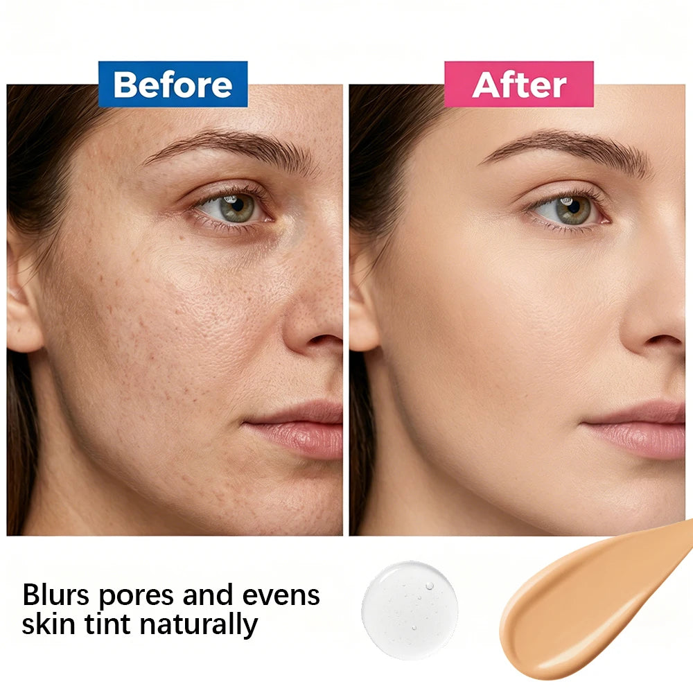2pcs Waterproof Primer Serum and Liquid Foundation Makeup Set