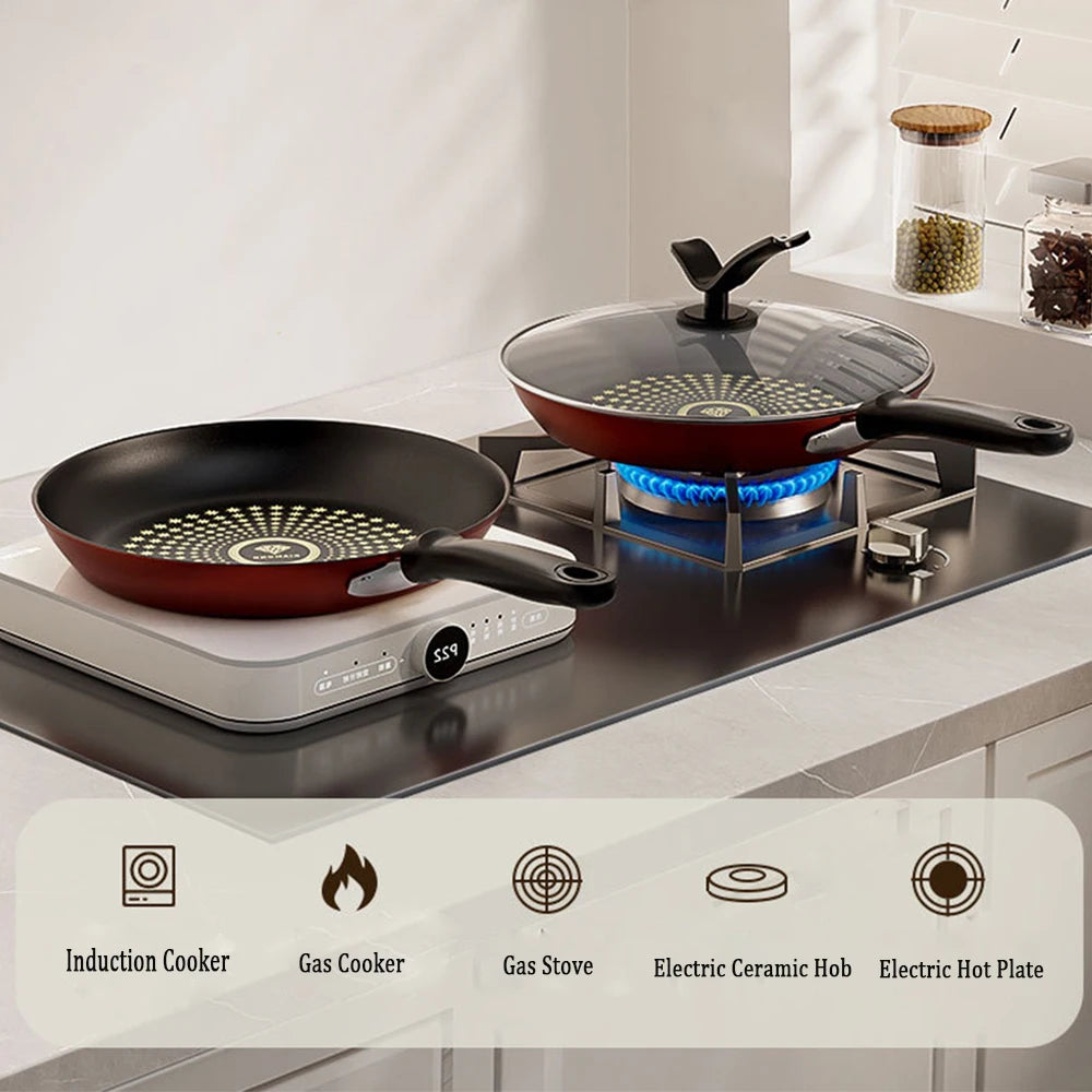 26cm Non-Stick Frying Pan Cast Iron Omelette Skillet with Glass Lid - 15