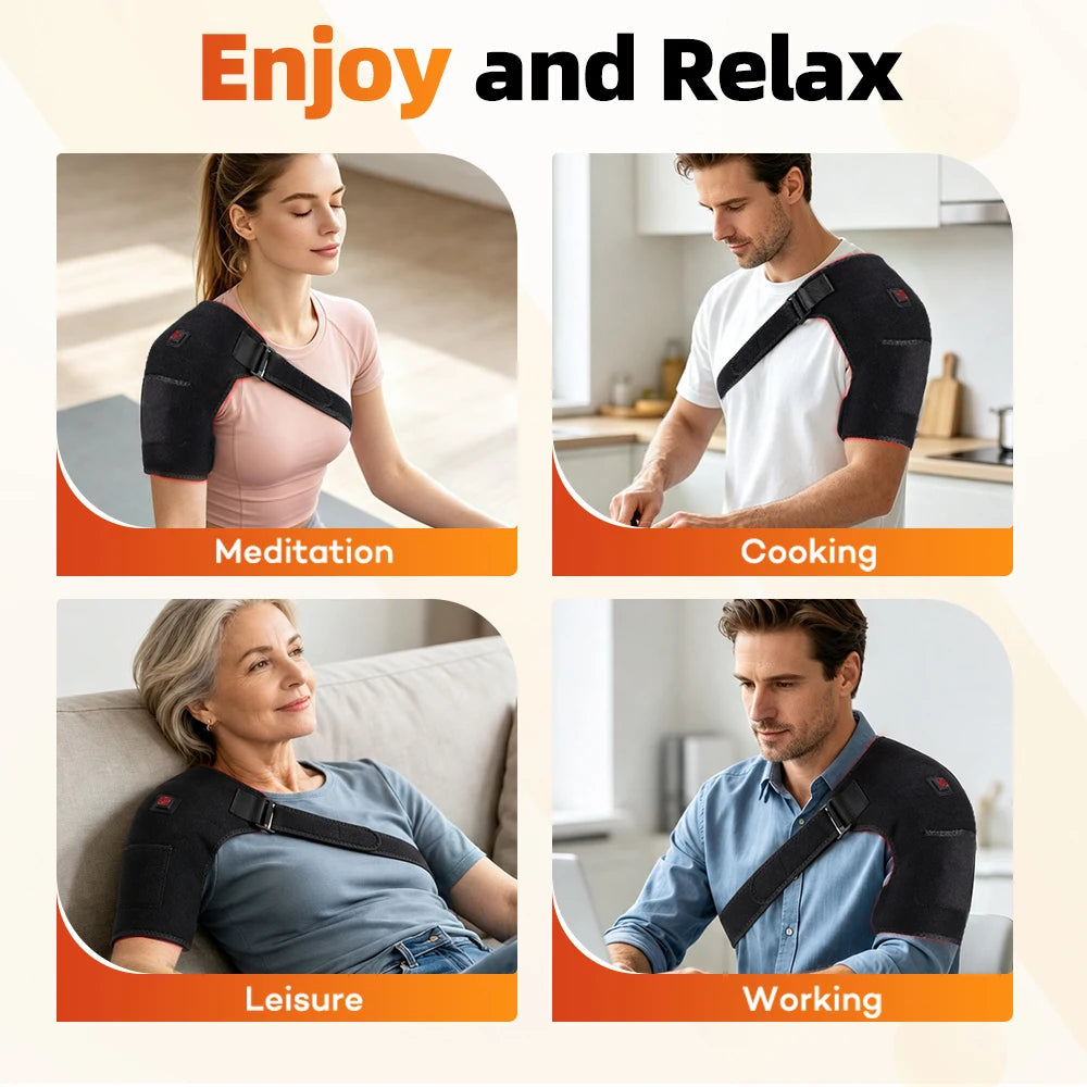 USB Heated Shoulder Brace Red Light Therapy Wrap Pad