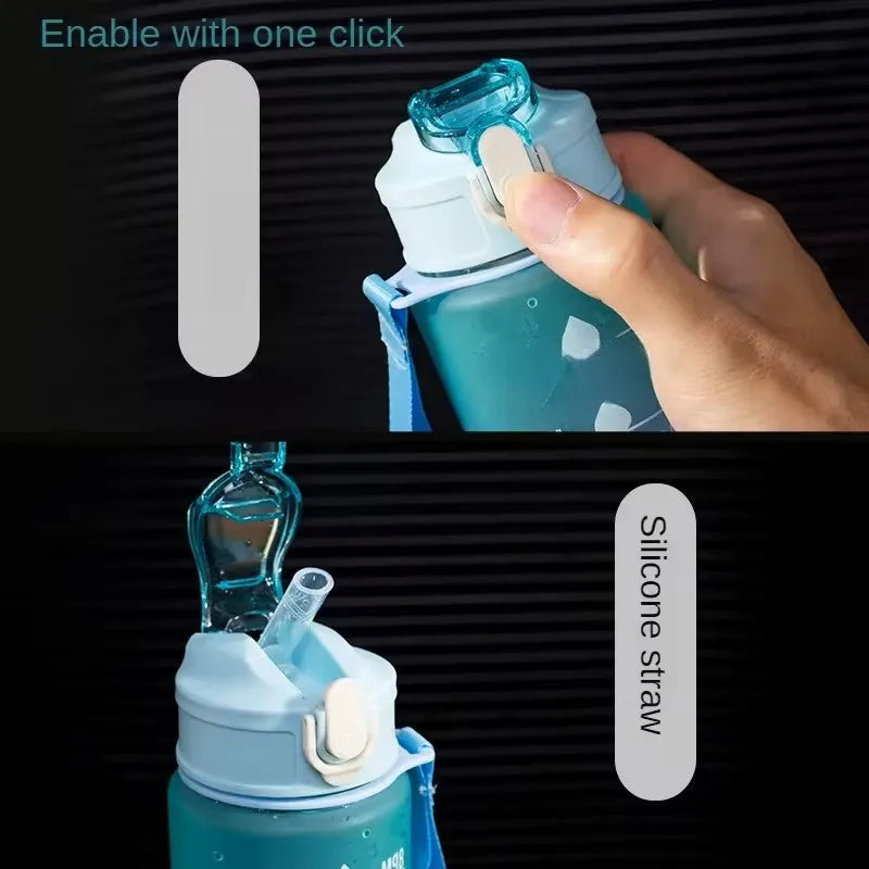 900ml Motivational Water Bottle Leak Proof Sports Jug with Straw