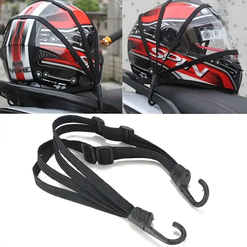 Motorcycle Helmet Cargo Net Adjustable Luggage Bungee Cord Strap - 1