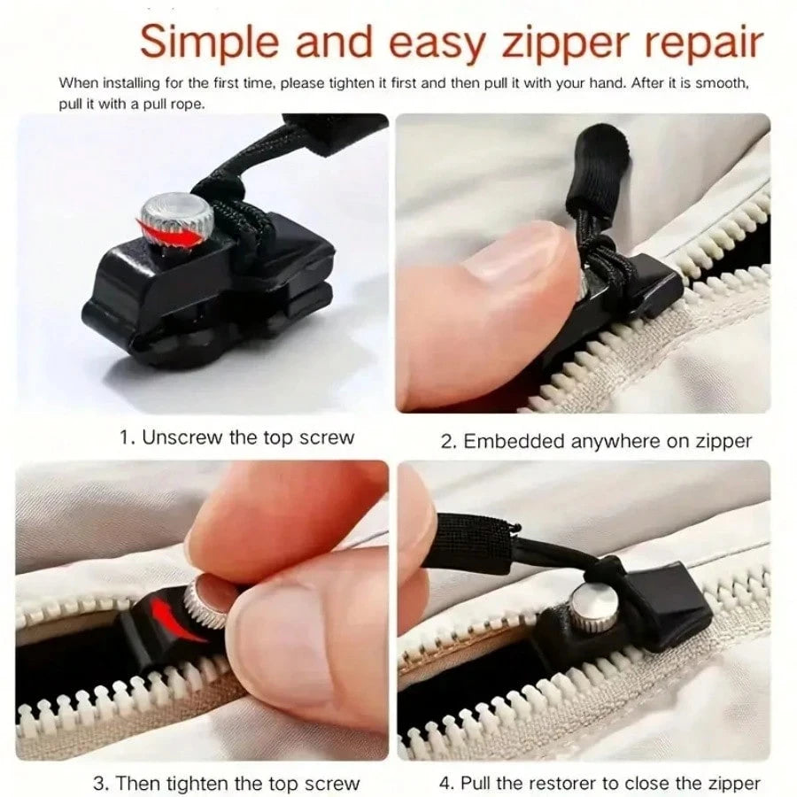 Universal Zipper Repair Kit Detachable Zipper Head Slider Replacement - 4