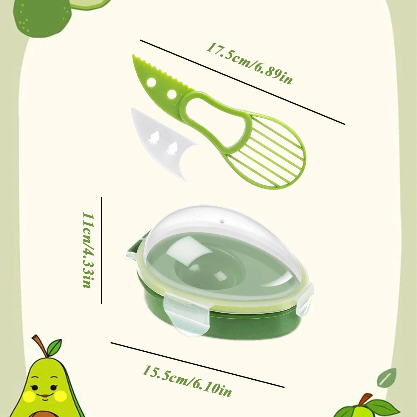 Avocado Storage Box and Slicer Set Reusable Food Keeper Container - 7