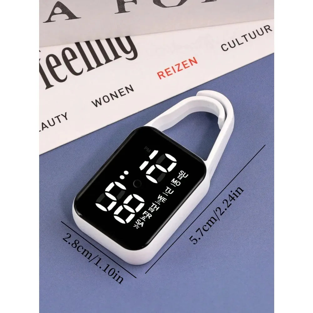 2pcs LED Digital Keychain Watch Portable Touch Screen Fob Pocket Clock - 6