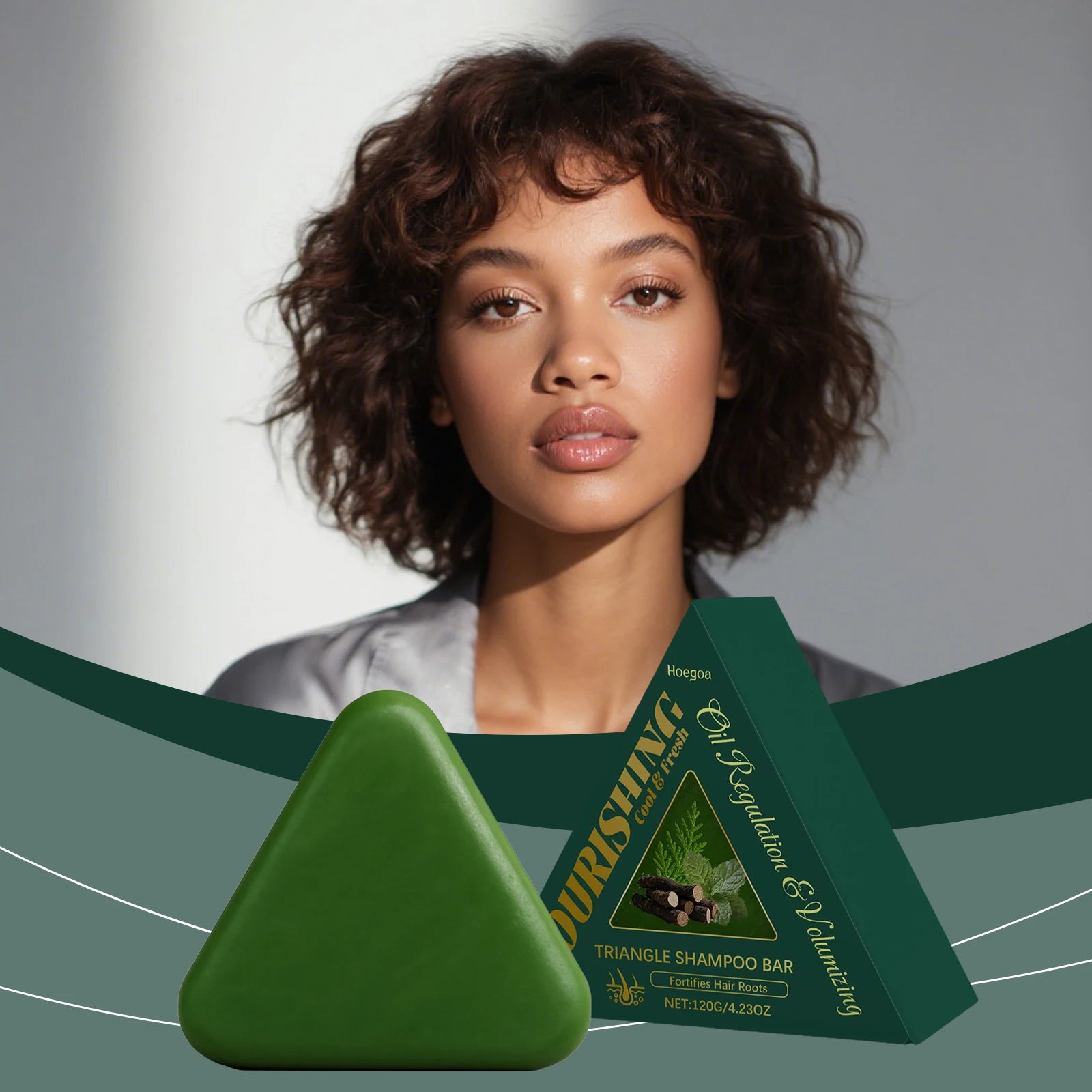 Triangle Green Hair Growth Shampoo Bar Herbal Anti Hair Loss Soap - 7