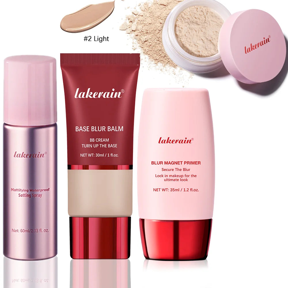Ultimate Makeup Setting Spray Powder Primer Blur Balm Set - 29