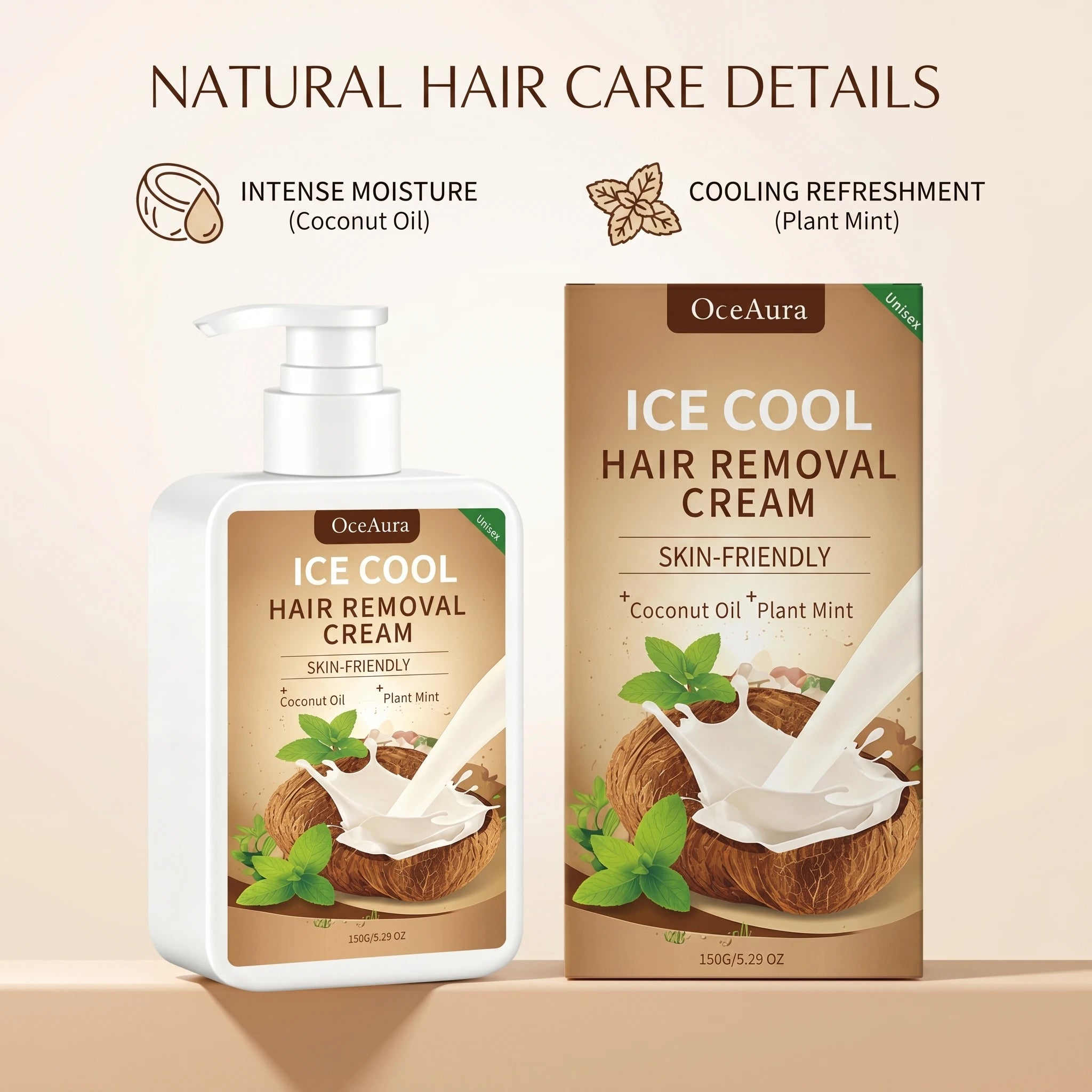 Ice Cool Hair Removal Cream Coconut Oil Painless Depilatory Cream - 10