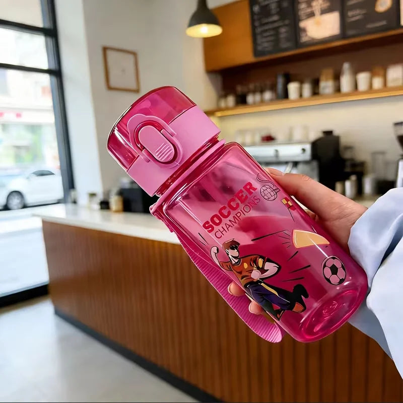 Portable 400ml Kids Water Bottle with Pop-Up Lid and Carrying Strap - 17