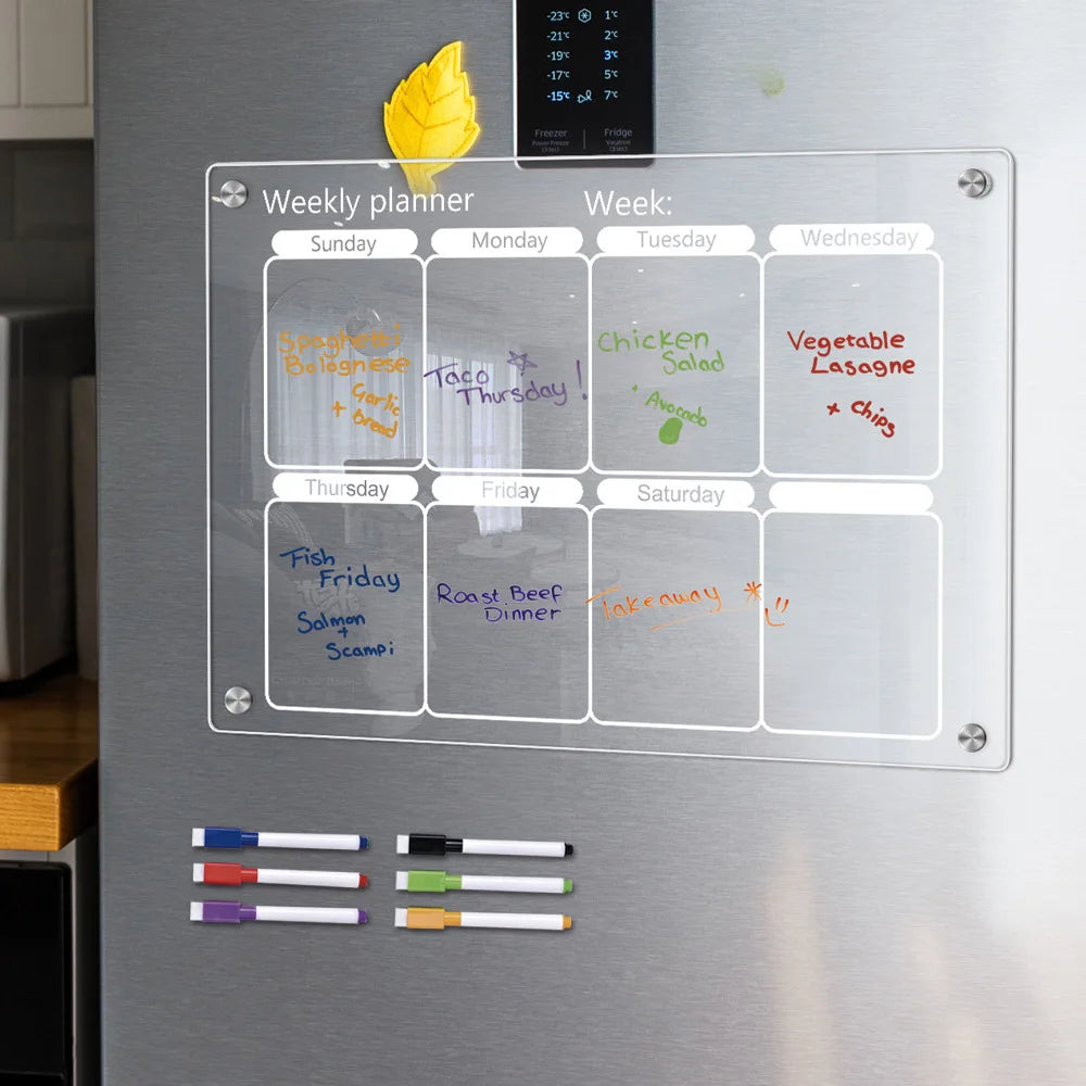 Magnetic Acrylic Fridge Calendar Weekly Planner Dry Erase Board - 9