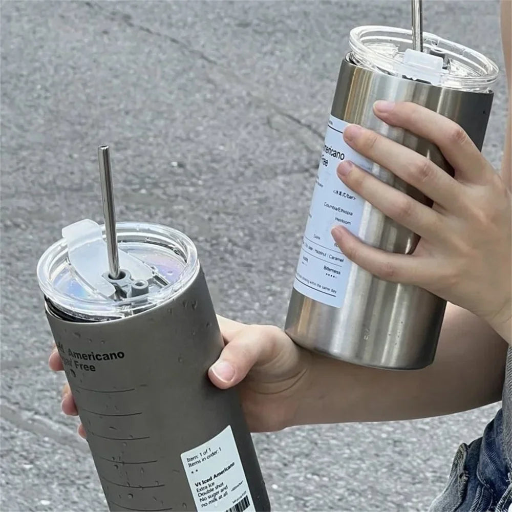 600ml Stainless Steel Coffee Mug Insulated Travel Tumbler with Straw - 5