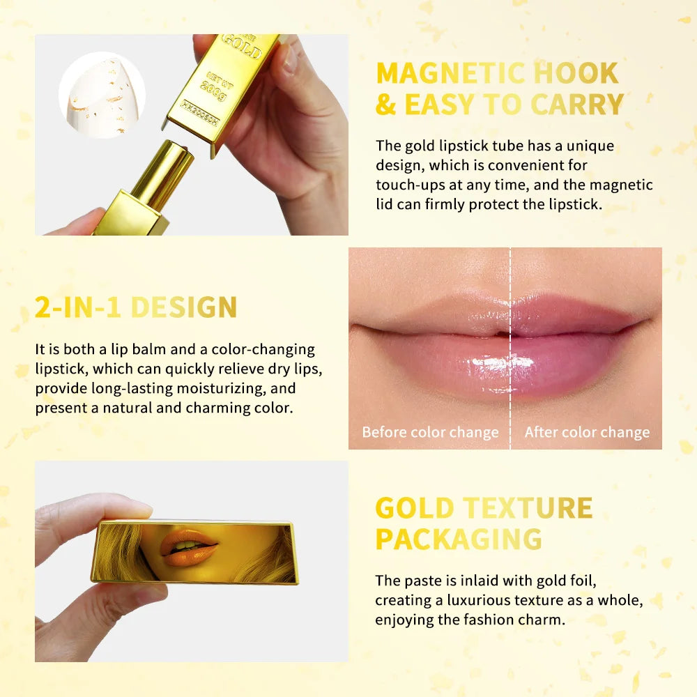 24K Gold Color Changing Lipstick & Moisturizing Lip Balm - 5