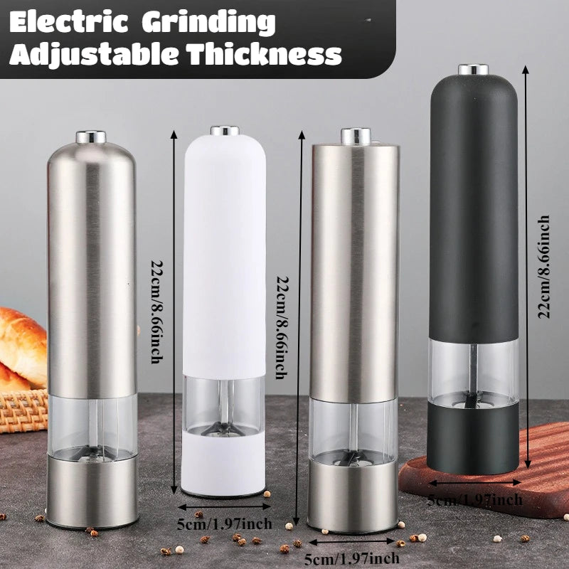 2PCS Electric Salt and Pepper Grinder Set Automatic Spice Mill Shaker