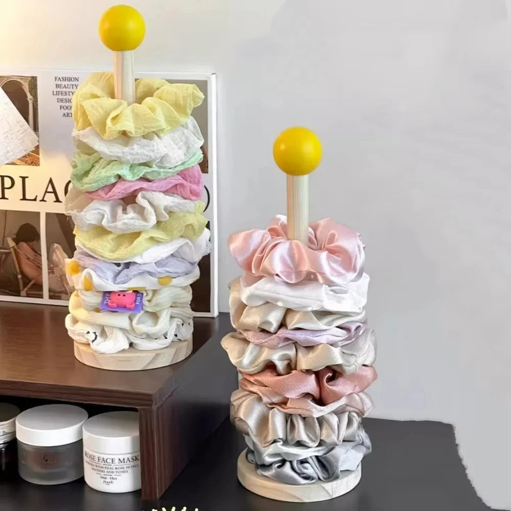 Wooden Hair Scrunchie Holder Organizer Display Stand for Jewelry Braclets - 2