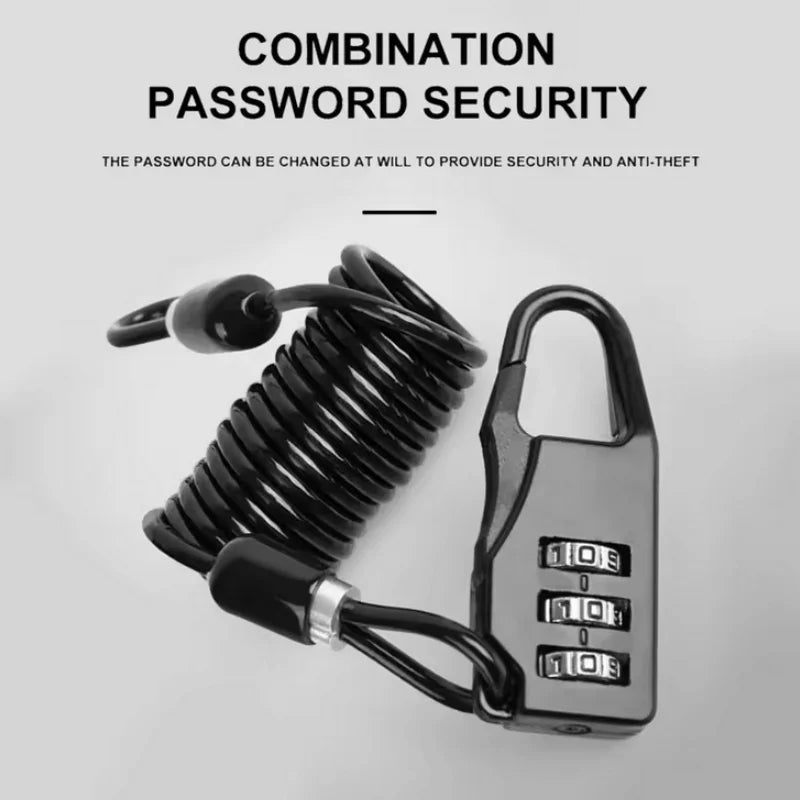 Portable 3-Digit Helmet Lock Mountain Bike Bicycle Password Cable Lock