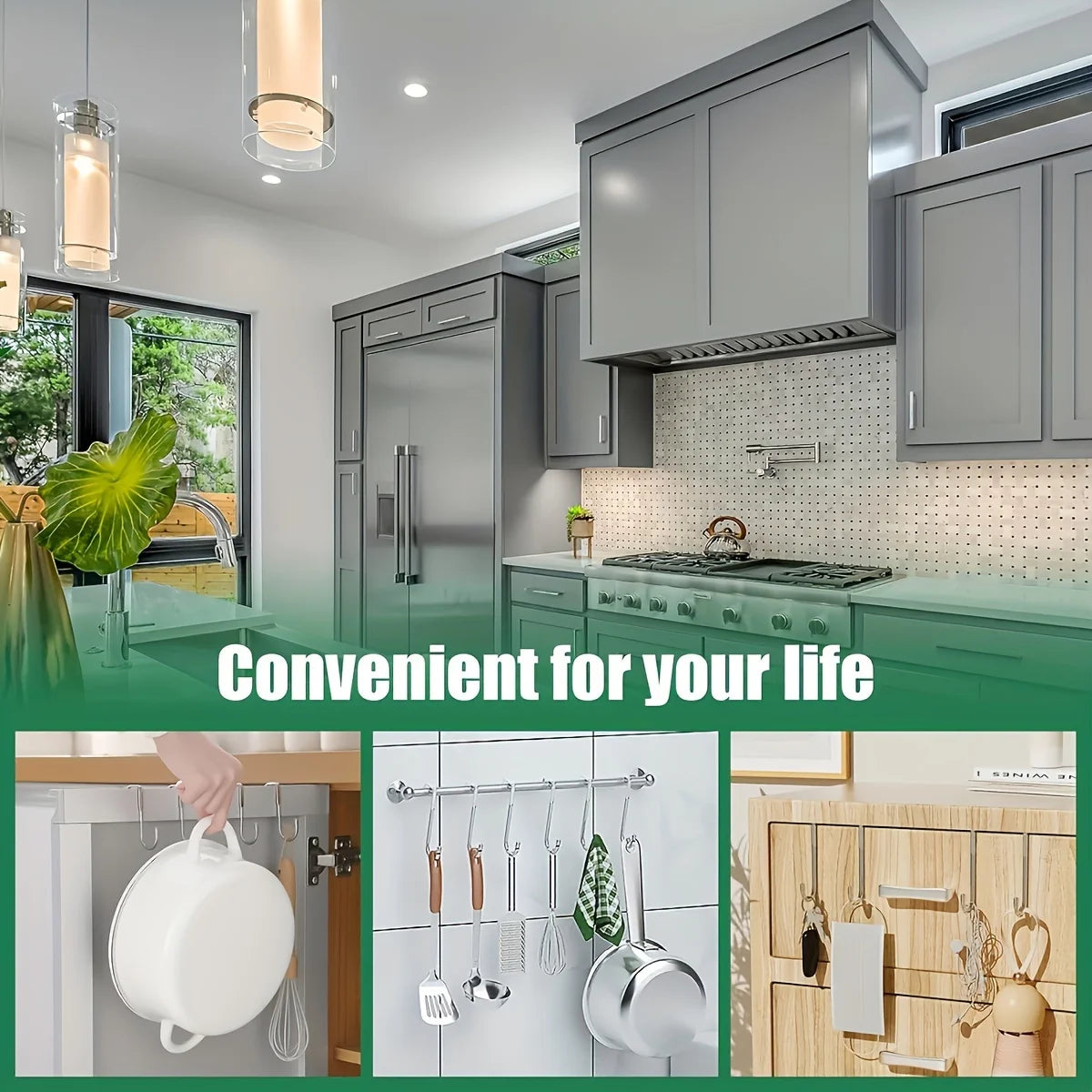 Stainless Steel Over Door Hook Double Hanger for Kitchen and Bathroom - 5