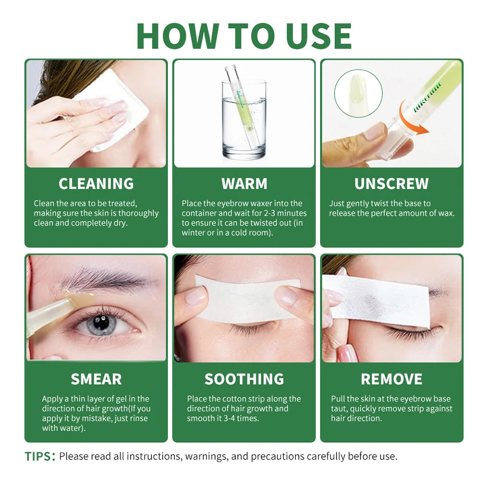 Eyebrow Wax Wand Hair Removal Kit for Salon Quality Brows at Home - 15