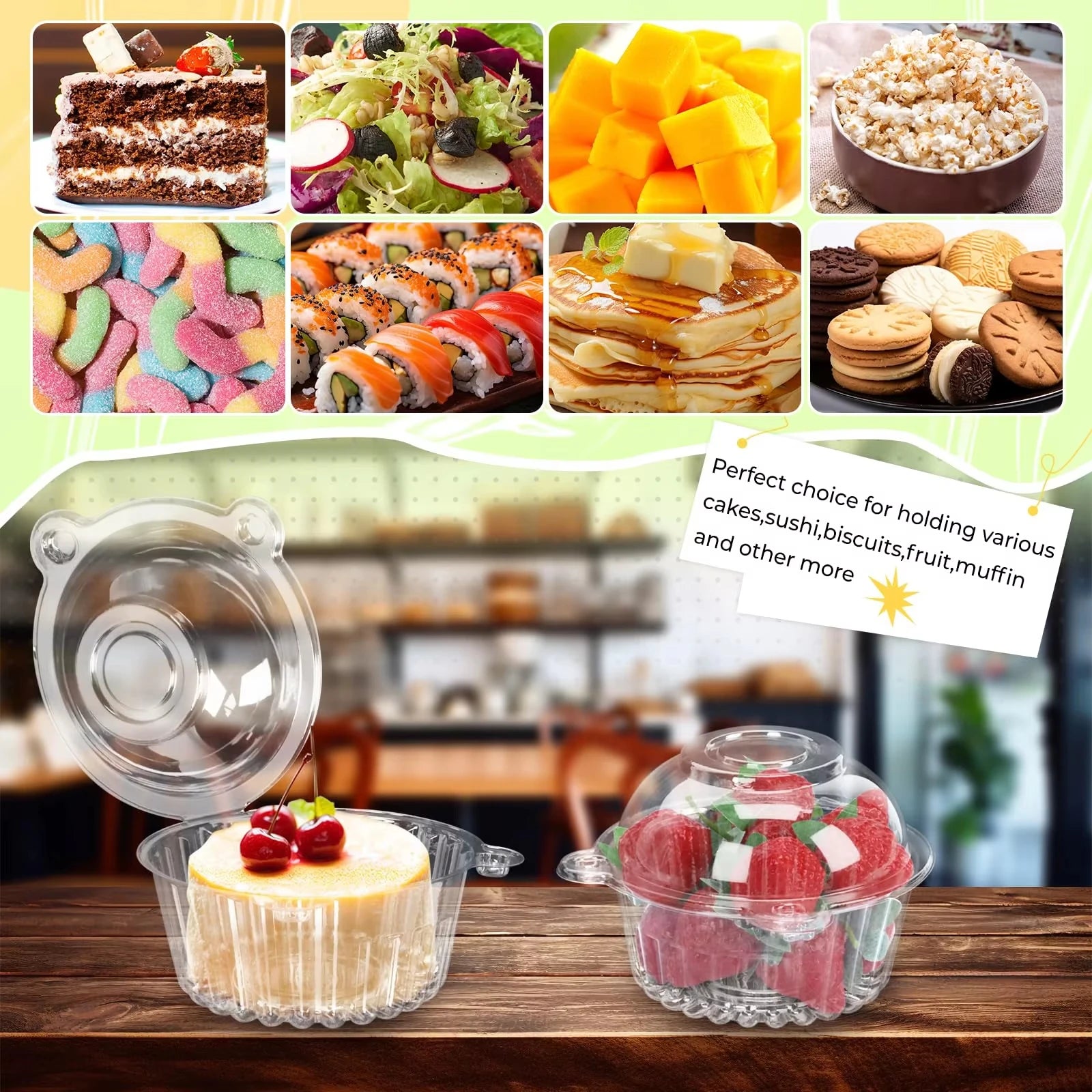 Disposable Cupcake Boxes Clear Plastic Individual Dessert Containers - 8