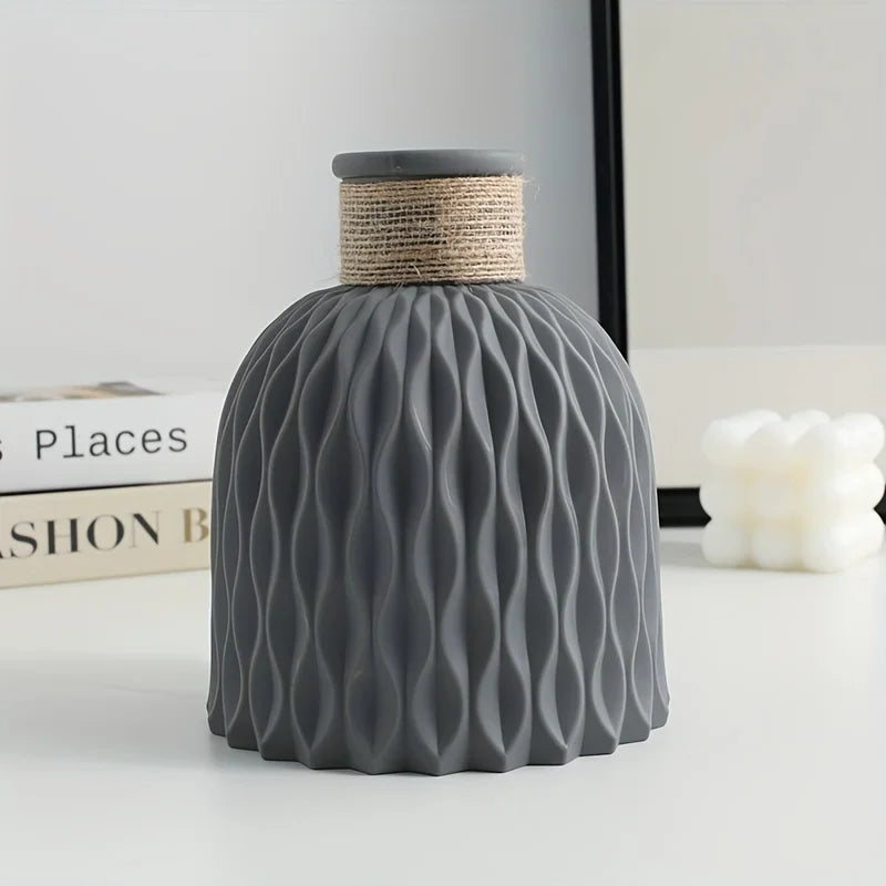 Modern Nordic Wave Plastic Vase Decorative Flower Pot Table Ornament