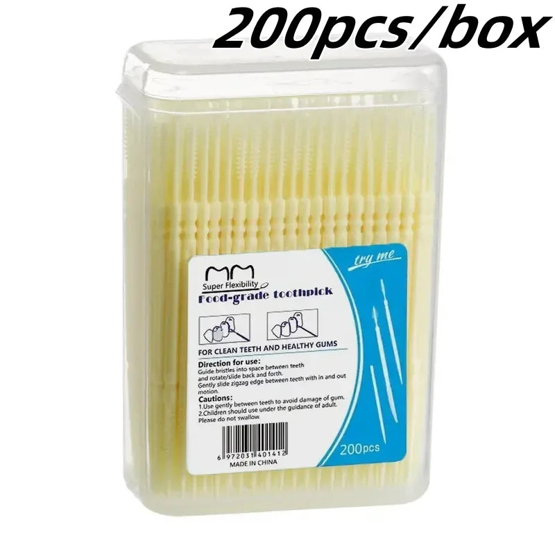 200Pcs Disposable Interdental Brush Toothpick Floss Sticks Oral Care - 13