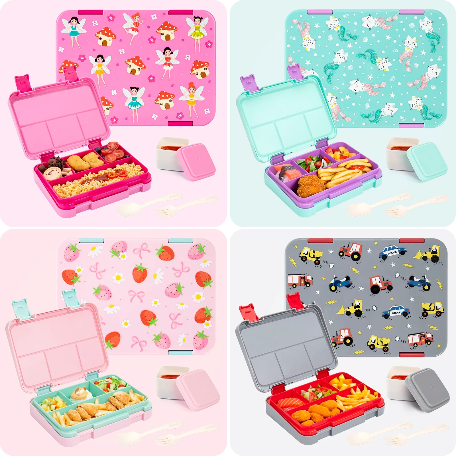 Kids Bento Box Divided Lunch Container Leakproof School Food Box 1180ml