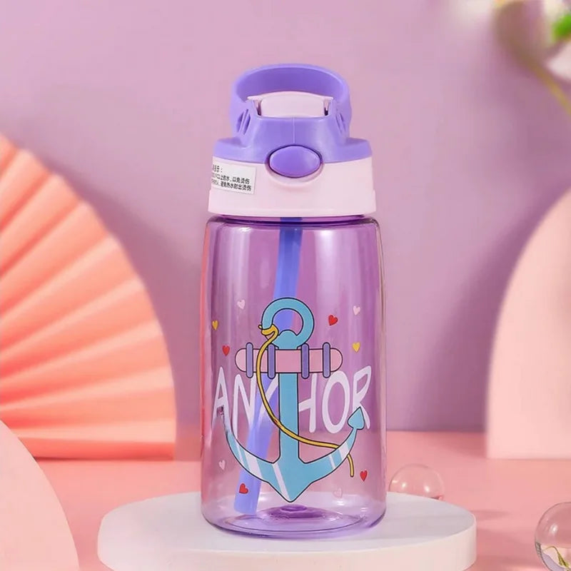 Kids Water Bottle with Straw Cartoon Sippy Cup Leakproof Drinking Bottle - 5