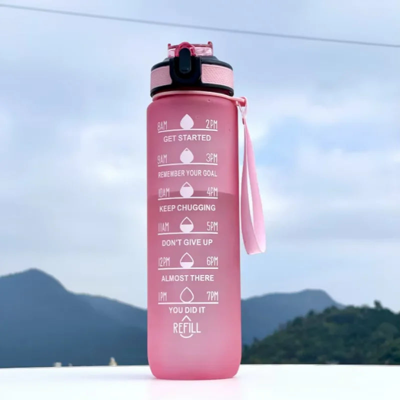 1000ml Motivational Water Bottle with Time Marker and Straw Leak Proof - 11