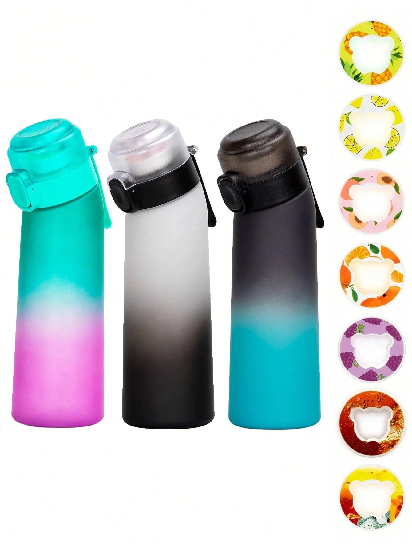 Gradient Scented Water Bottle with Flavor Pods 650ml Sports Drink Cup - 7