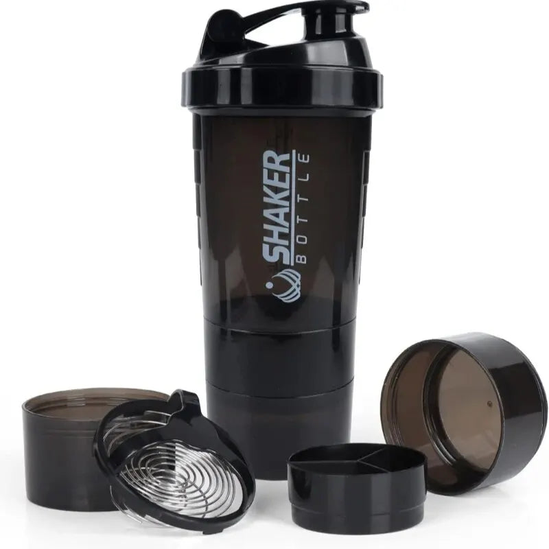 3-Layer Protein Shaker Bottle Leak Proof Fitness Mixer Cup 600ml - 10