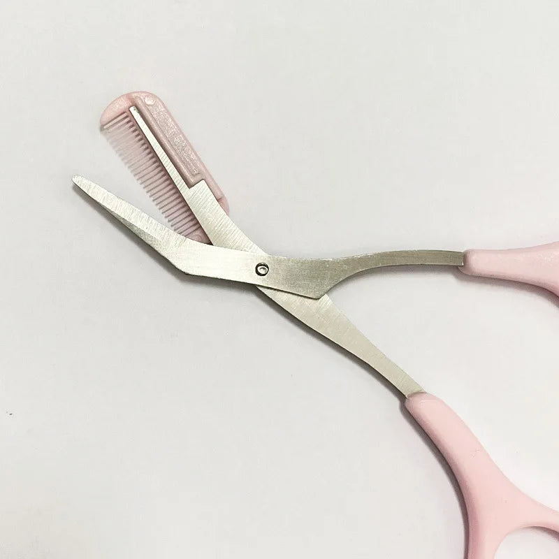 Professional Eyebrow Trimmer Set with Comb Brow Scissors and Shaper - 6