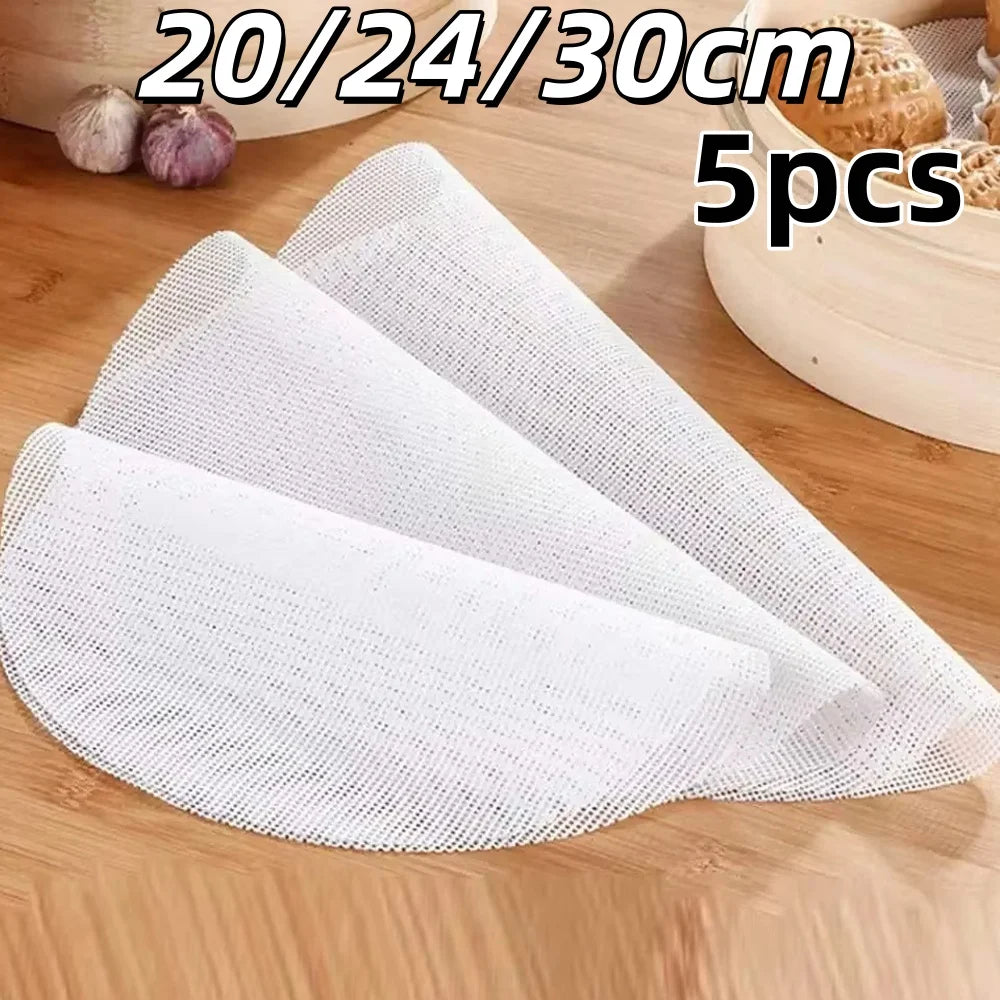 5pcs Reusable Silicone Steamer Mesh Pads Non-Stick Bamboo Liner Mats