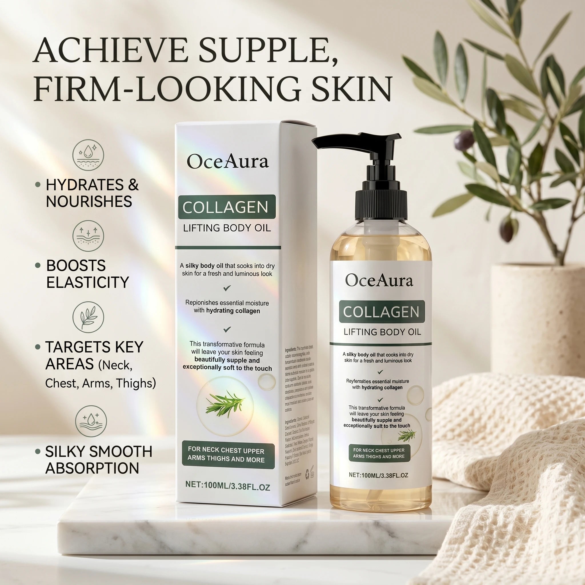 Collagen Body Firming Massage Oil Tightening Hydrating Skin Care - 5