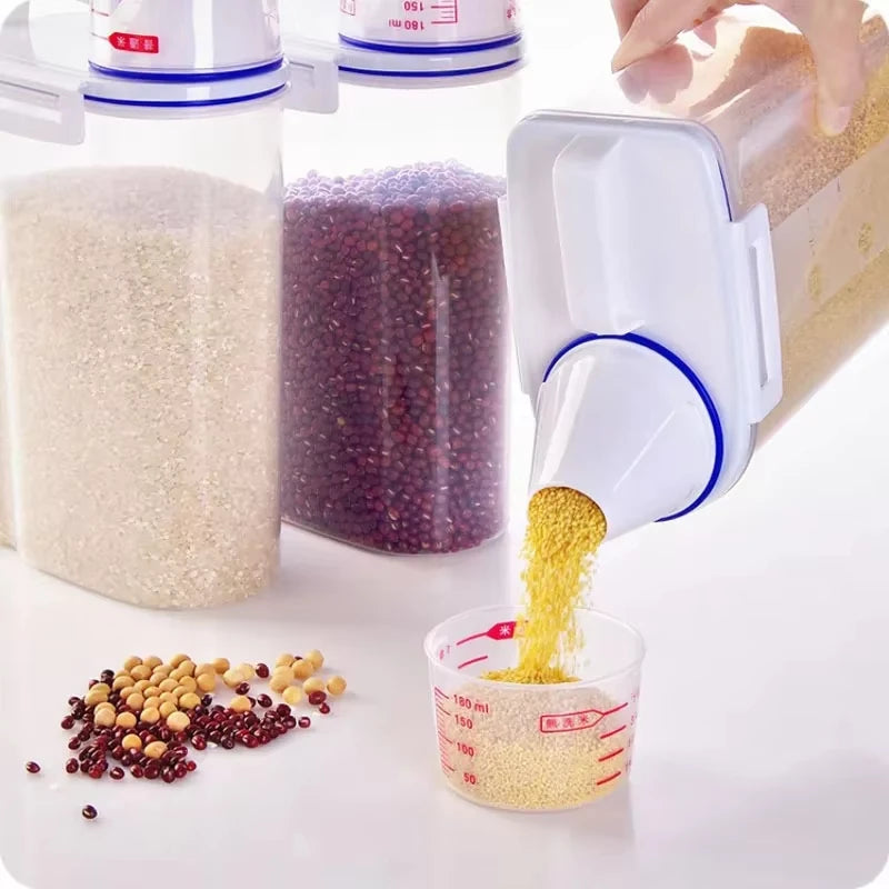 4 Pack Airtight Rice Storage Container Set with Measuring Cup Dispenser - 2