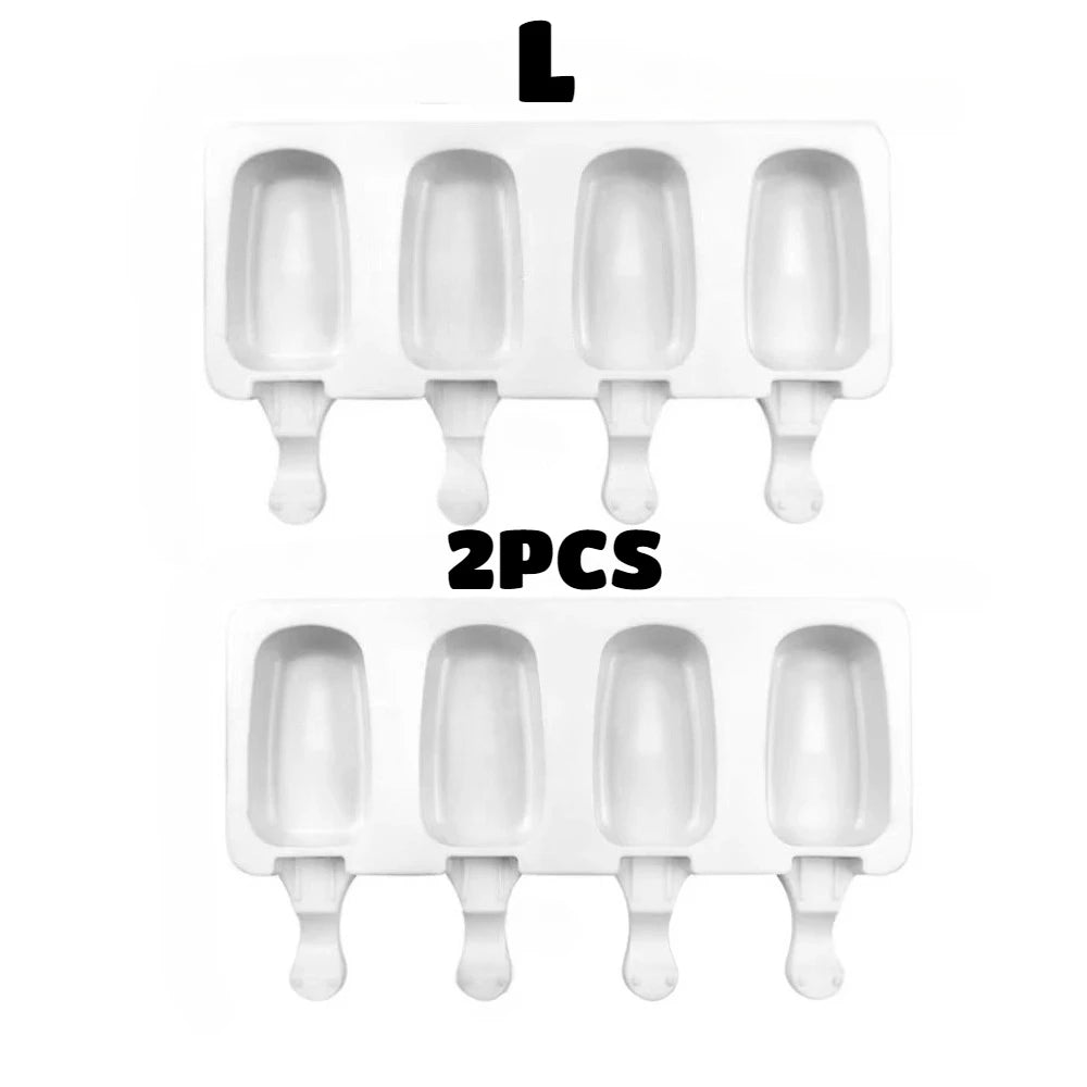 Silicone Ice Cream Mold 4-Hole DIY Popsicle Maker Tray with Sticks - 16