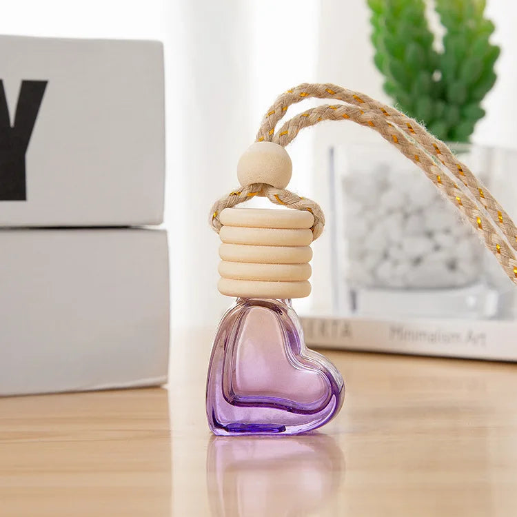 Heart Shaped Car Perfume Bottle Hanging Essential Oil Diffuser Ornament - 15