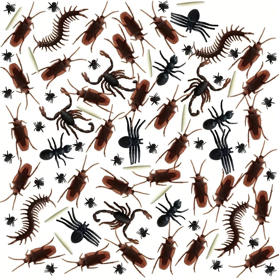 50pcs Realistic Fake Bug Prank Set Halloween Party Decor Props