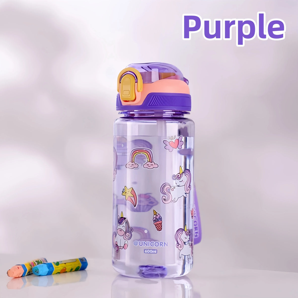600ml Dinosaur Kids Water Bottle Leakproof Sippy Cup with Straw