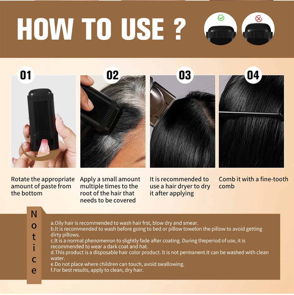 Temporary Hair Dye Stick and Root Touch Up Comb - 15