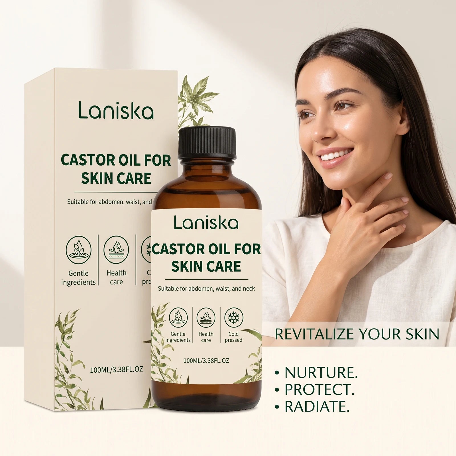 Laniska Cold Pressed Castor Oil for Skin Hydration and Body Massage Care - 3