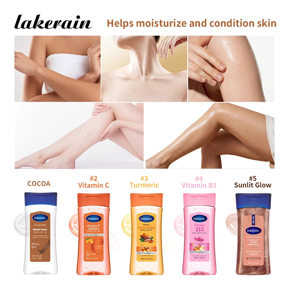 Lakerain Radiant Body Gel Oil Moisturizing Shimmer Hydrating Skincare - 7