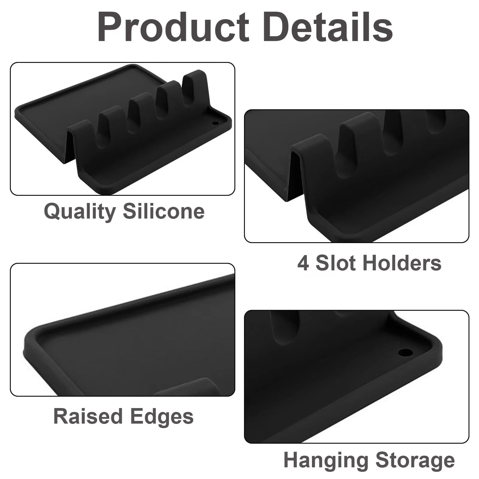 Silicone Utensil Rest Spoon Holder for Kitchen Counter Organizer - 5