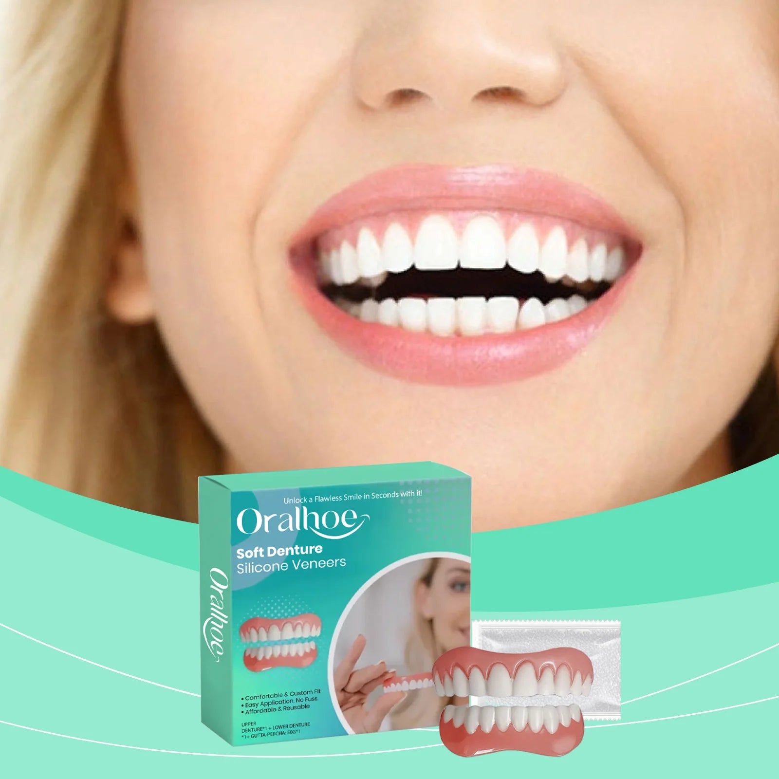 Silicone Dentures False Teeth Full Set Reline Kit - 3
