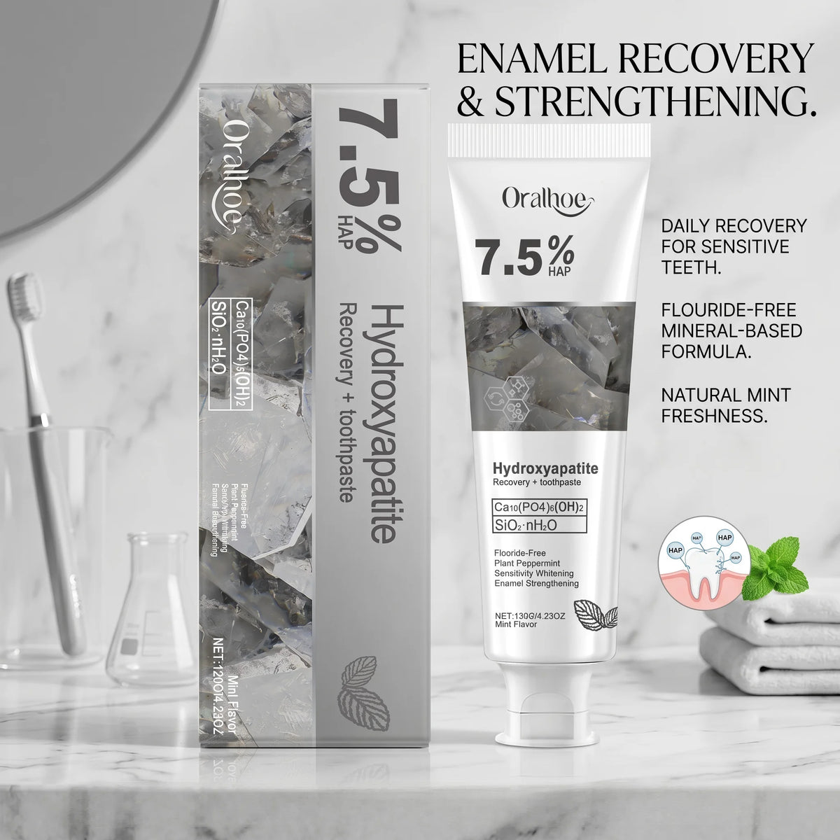 Oralhoe 7.5% Hydroxyapatite Toothpaste Enamel Repair
