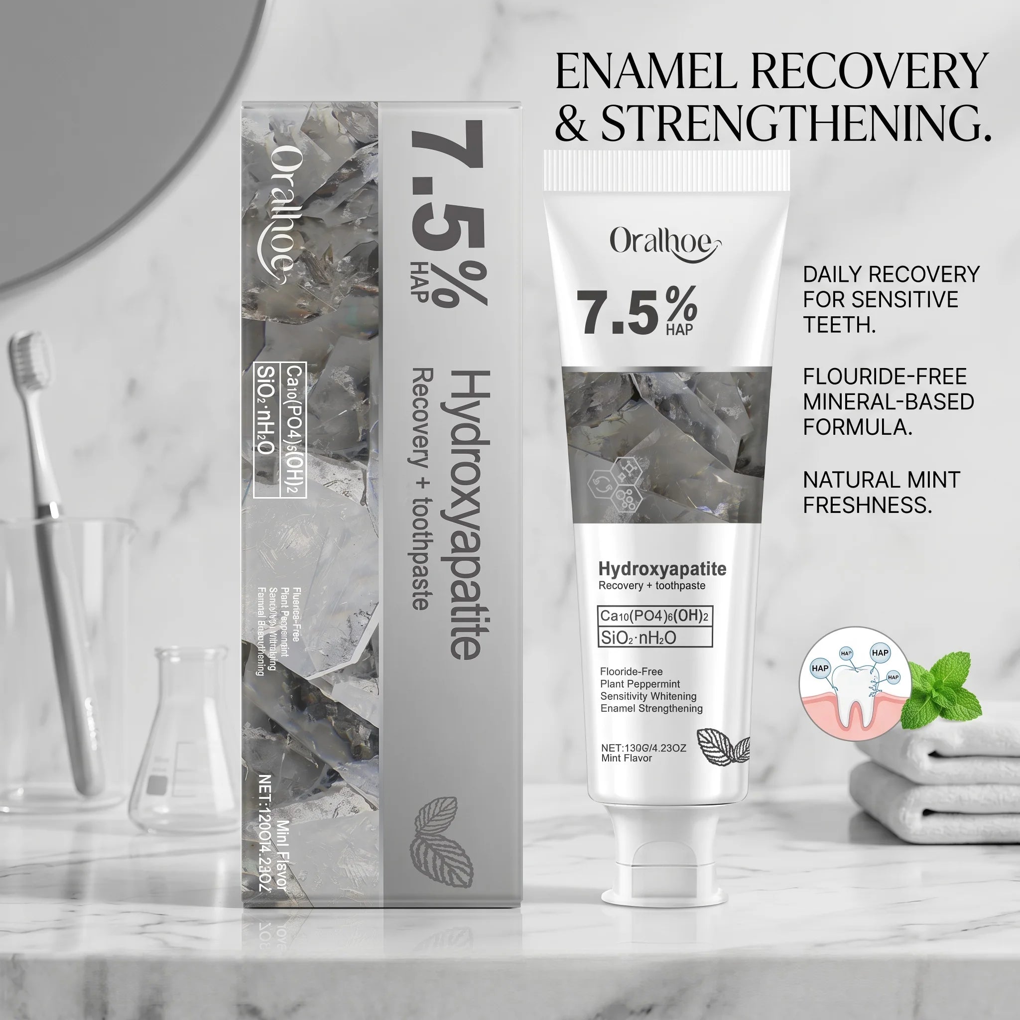 Oralhoe 7.5% Hydroxyapatite Toothpaste Enamel Repair - 9