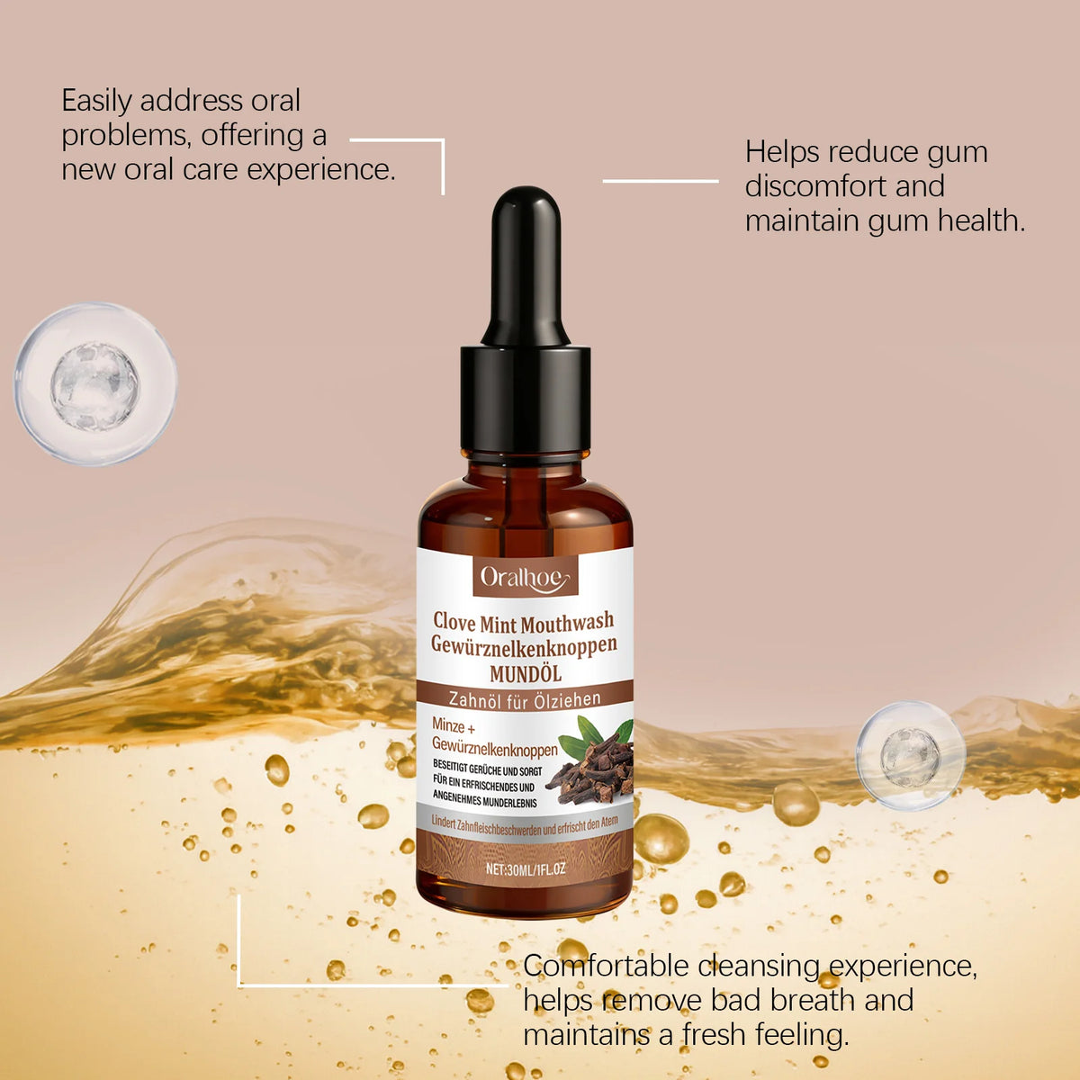 Clove Mint Mouthwash Liquid Toothpaste for Fresh Breath Oral Care