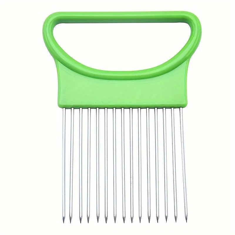 Stainless Steel Onion Holder Slicer Vegetable Fruit Cutting Assistant Tool - 11