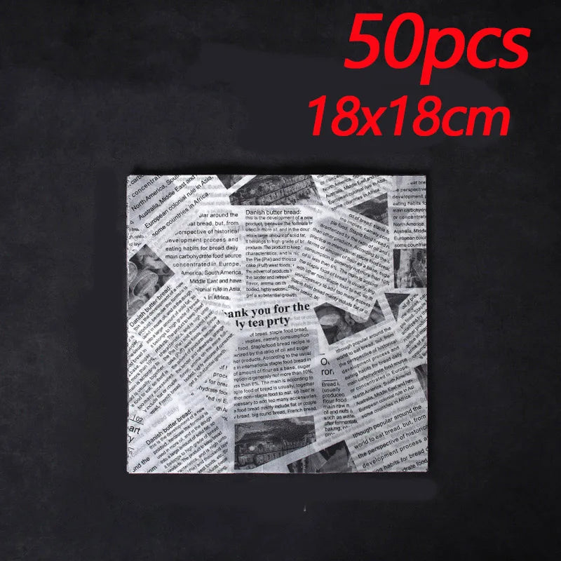 50pcs Greaseproof Food Wrapping Paper for Burgers Sandwiches and Fries - 8