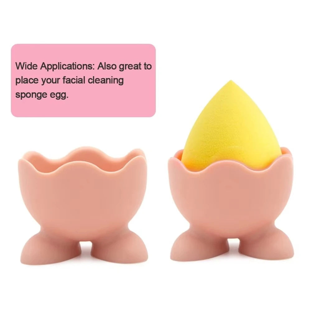 Silicone Egg Cups and Beauty Sponge Holder Stand Set - 8