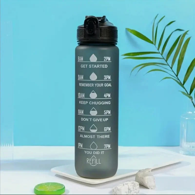 Gradient Sports Water Bottle with Time Marker and Straw Leakproof