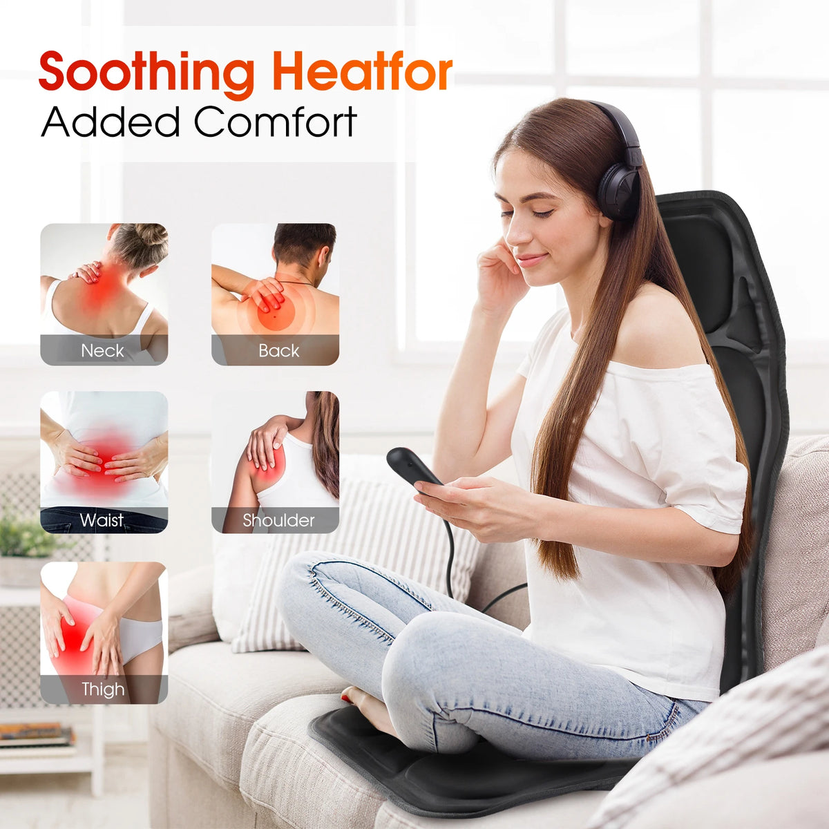 Electric Back Massager Heating Chair Cushion Vibrator Mat